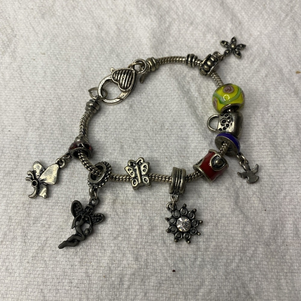Vintage RMN Charm Bracelet‎ Butterfly Flower Angel